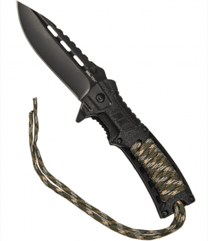 Miltec CAMO ONE HAND KNIFE PARACORD W.FIRE STARTER