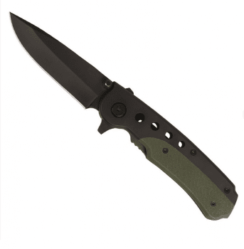 Miltec Black/OD One-Hand Knife w. Clip