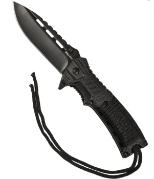 Miltec BLACK ONE-HAND KNIFE PARACORD W.FIRE STARTER