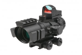 Theta Optics Rhino 4X32 Scope with Micro Red Dot Sight Black 