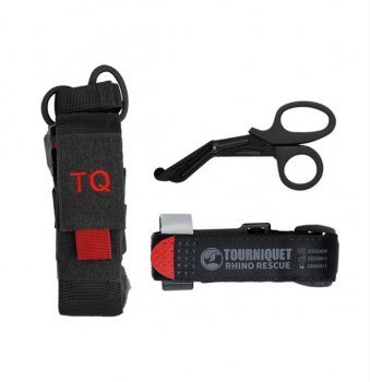 RHINO RESCUE TOURNIQUET W/POUCH W/SCISSORS Black
