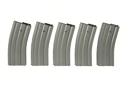 Specna Arms Set of 5 Mid-Cap 120 BB Magazines for M4/M16 Replicas - Grey